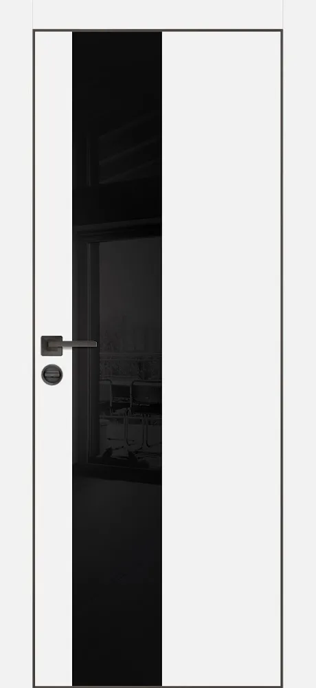 Межкомнатная дверь PX-6 черная кромка с 4-х ст. Белый матовый